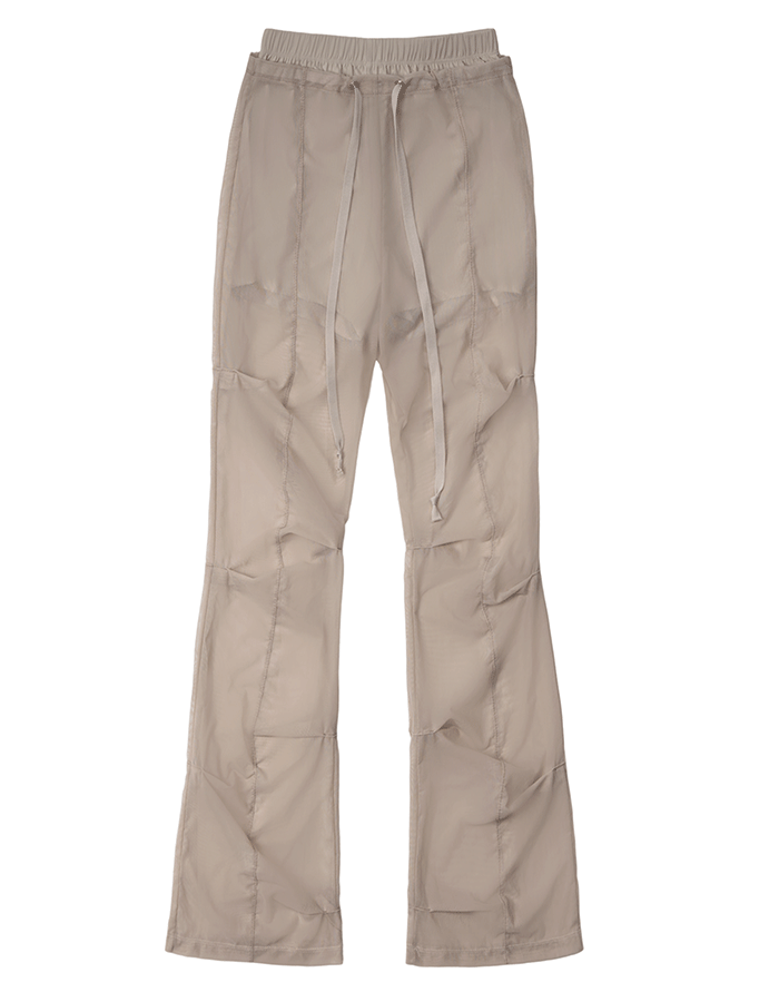 오호스 Sheer Over Tuck Pants / Beige