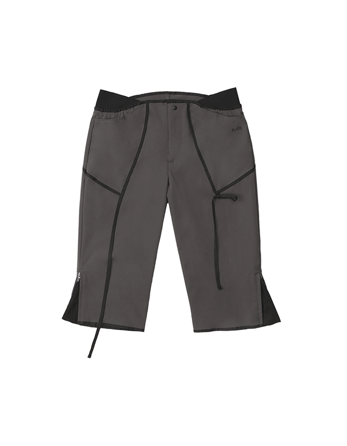 오호스 Strap Trimming Capri Pants / Charcoal