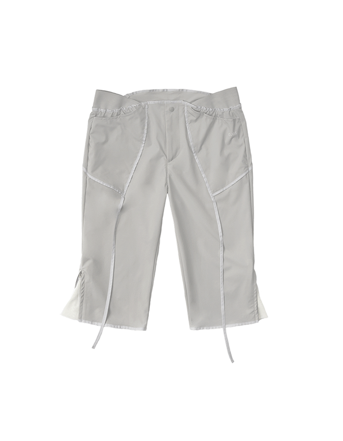 오호스 Strap Trimming Capri Pants / Grey