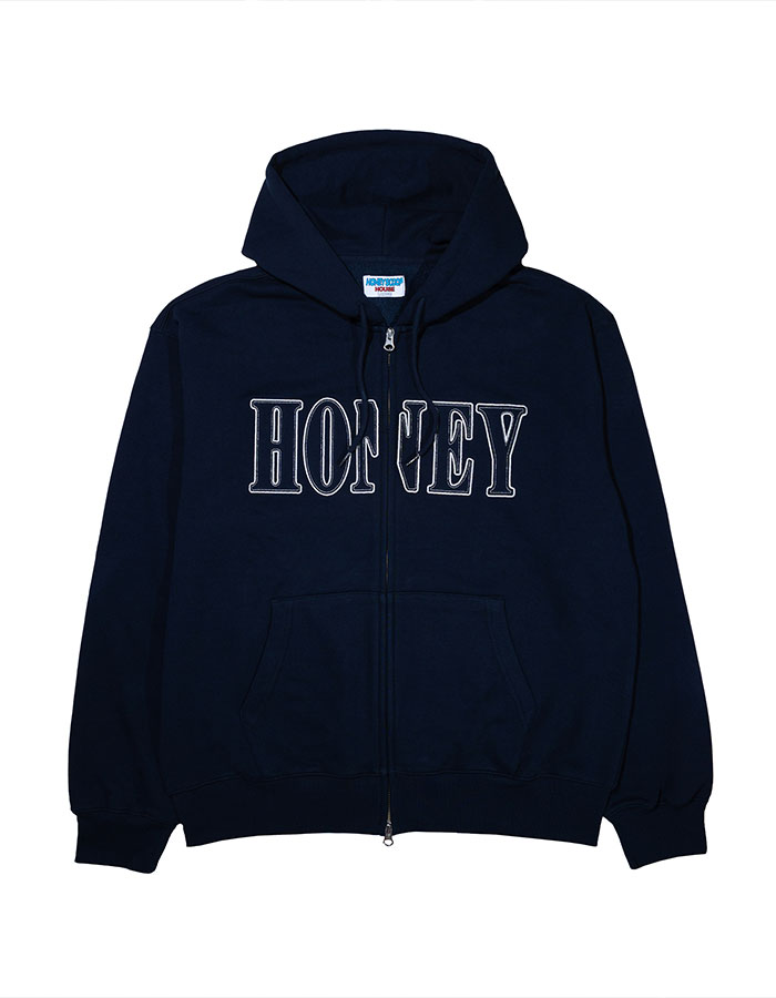 허니스쿱하우스 HONEY STITCH ZIP UP HOODED SWEATSHIRT NAVY