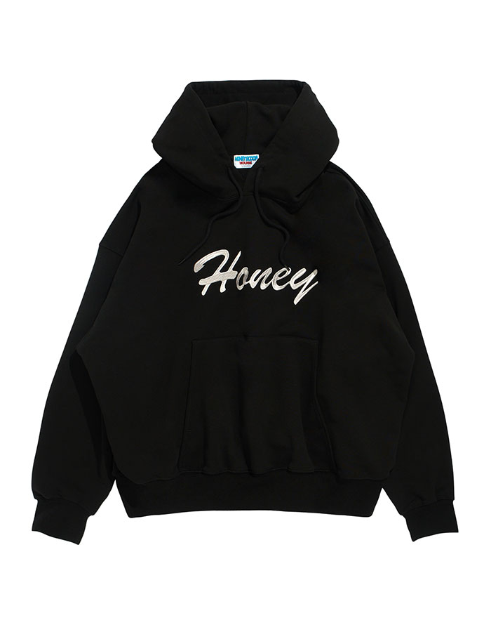 허니스쿱하우스 HONEY EMB HOODED SWEATSHIRT BLACK