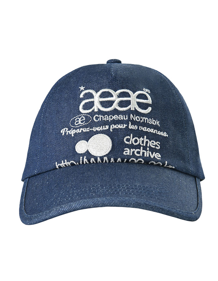 [AEAE] WEB LOGO DENIM 5 PANNEL CAP - [MID BLUE]