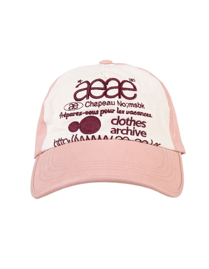 [AEAE] WEB LOGO 5PANNEL CAP [PINK/BUGUNDY]