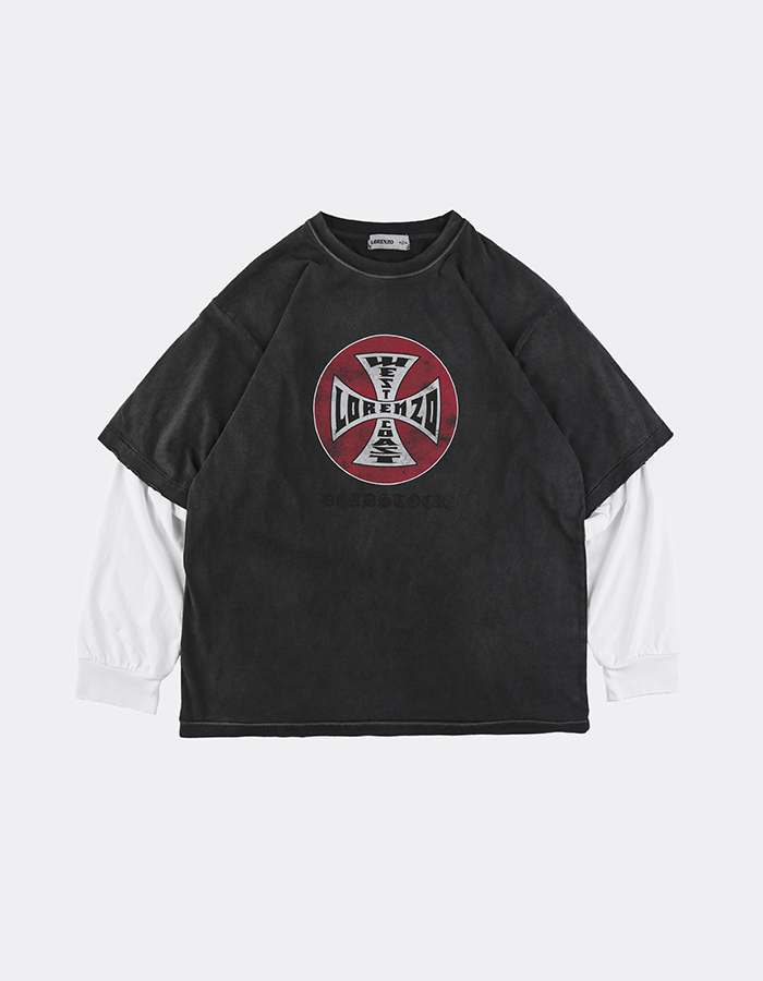 에이펙스 디자인 DAMAGE BLEACHED L/S-BLACK