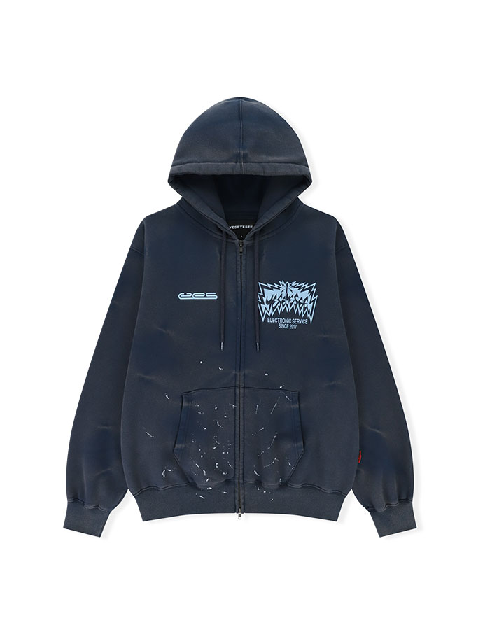 예스아이씨 Y.E.S Painted zip up Hoodie Navy