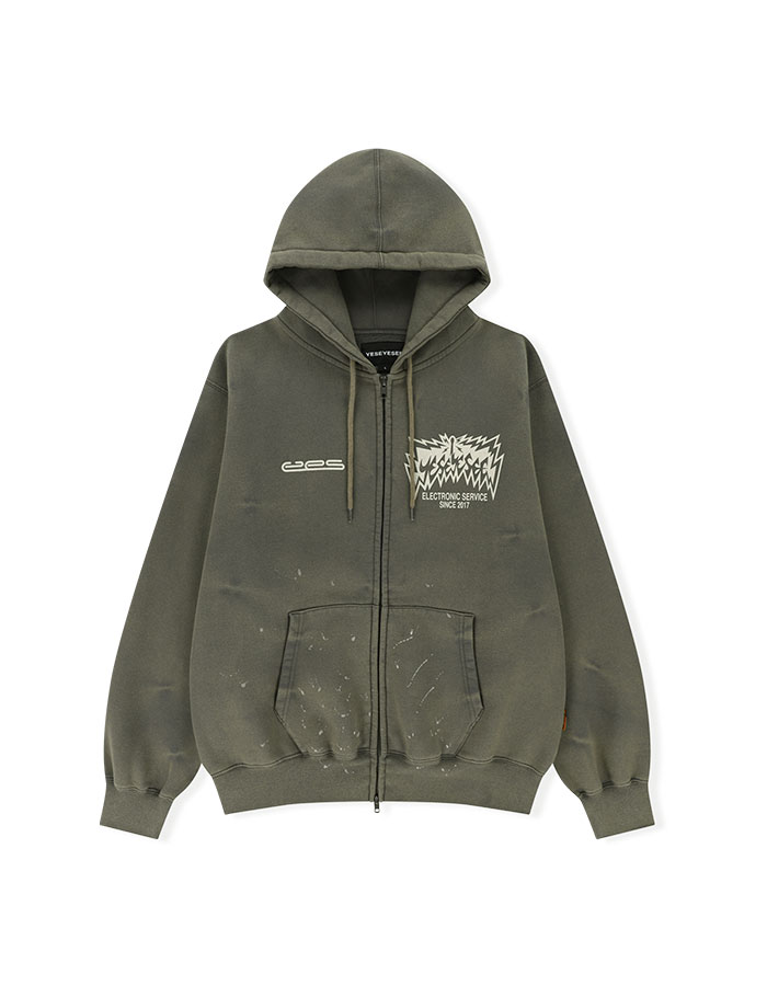 예스아이씨 Y.E.S Painted zip up Hoodie Dark Grey