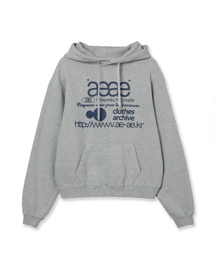 [AEAE] WEB LOGO LOOSED HOODIE [MELANGE GREY]