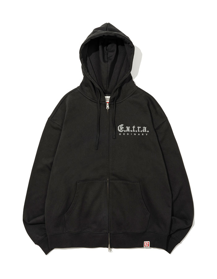 엑스트라오디너리 MOSAIC LOGO HOODIE ZIP UP CHARCOAL