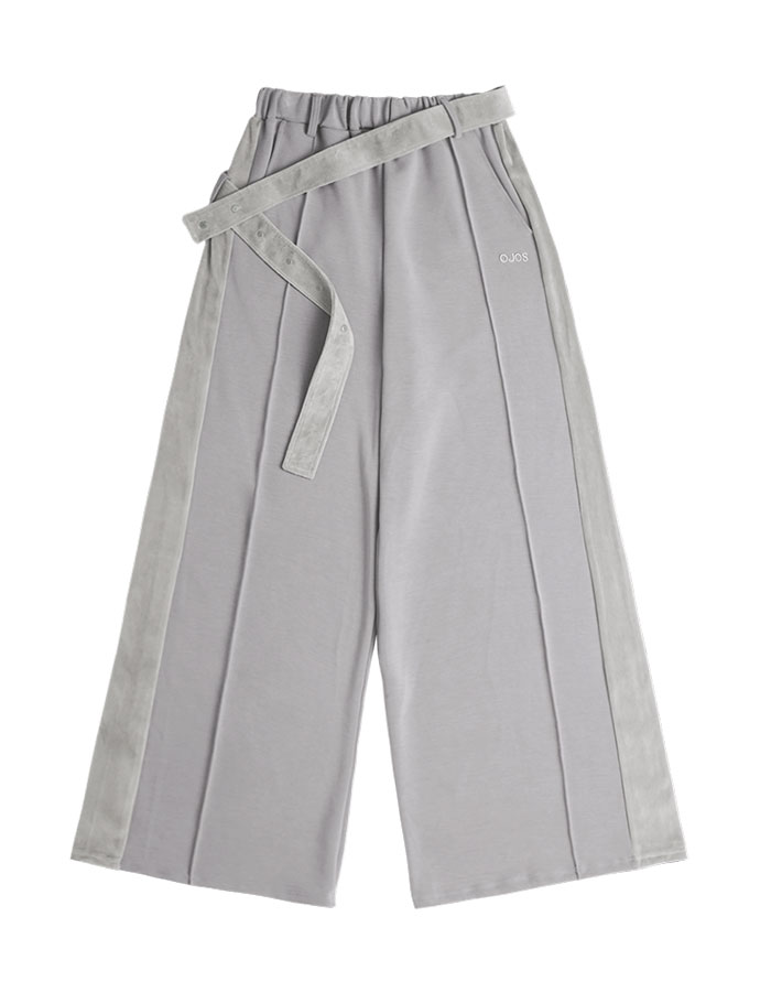 오호스 Belt Wide Sweat Pants / Grey