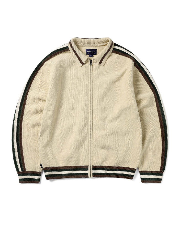 디스이즈네버댓 Striped Zip Cardigan Ivory