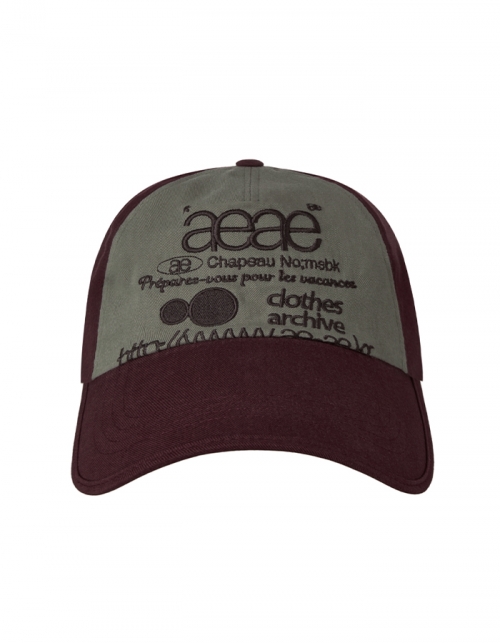 [AEAE] WEB LOGO 5 PANNEL BALL CAP [BURGUNDY/GREY]