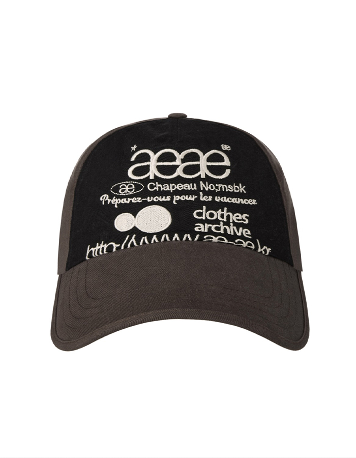 [AEAE] WEB LOGO 5 PANNEL BALL CAP [DARK BROWN/BLACK]