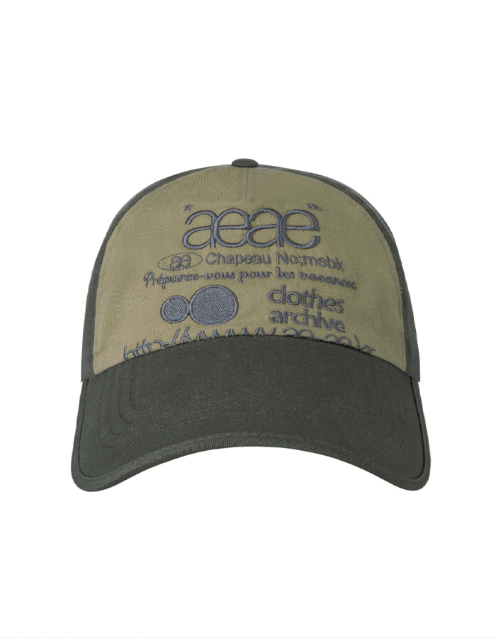 [AEAE] WEB LOGO 5 PANNEL BALL CAP [CHARCOAL/BEIGE]