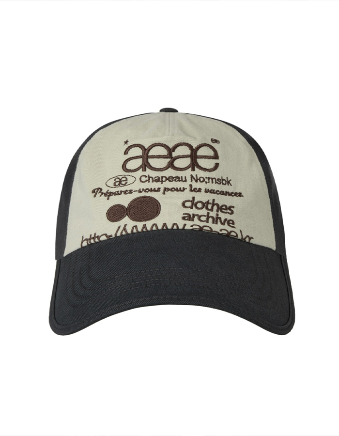 [AEAE] WEB LOGO 5 PANNEL BALL CAP [NAVY/IVORY]