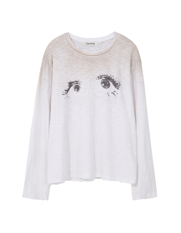 GYEONG Eye Graphic Long Sleeve tee_White