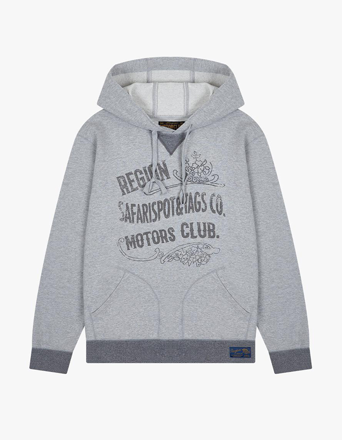 사파리스팟 1/2 REGION MOTORS CLUB PUB RECIPE HOODIE (GRAY)