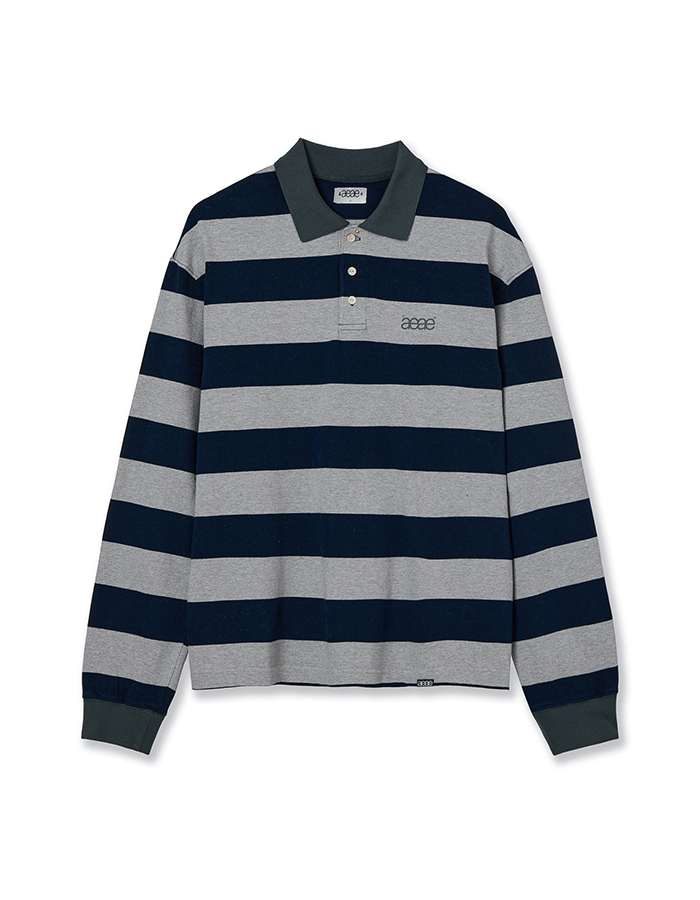 [AEAE] STRIPE RUGBY T-SHIRTS [NAVY]