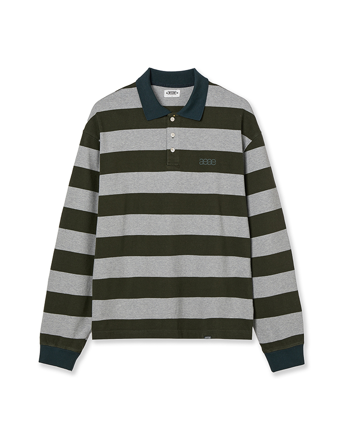 [AEAE] STRIPE RUGBY T-SHIRTS [KHAKI]