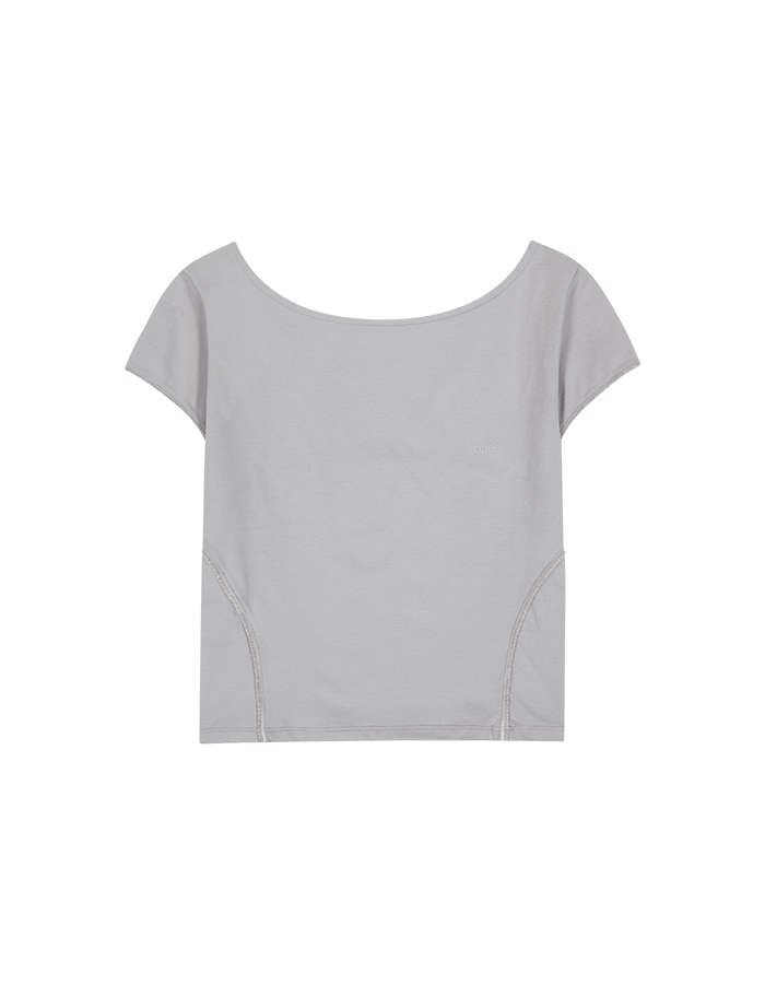 오호스 25SS OJOS Lace Trimming T-shirt / Purple Grey