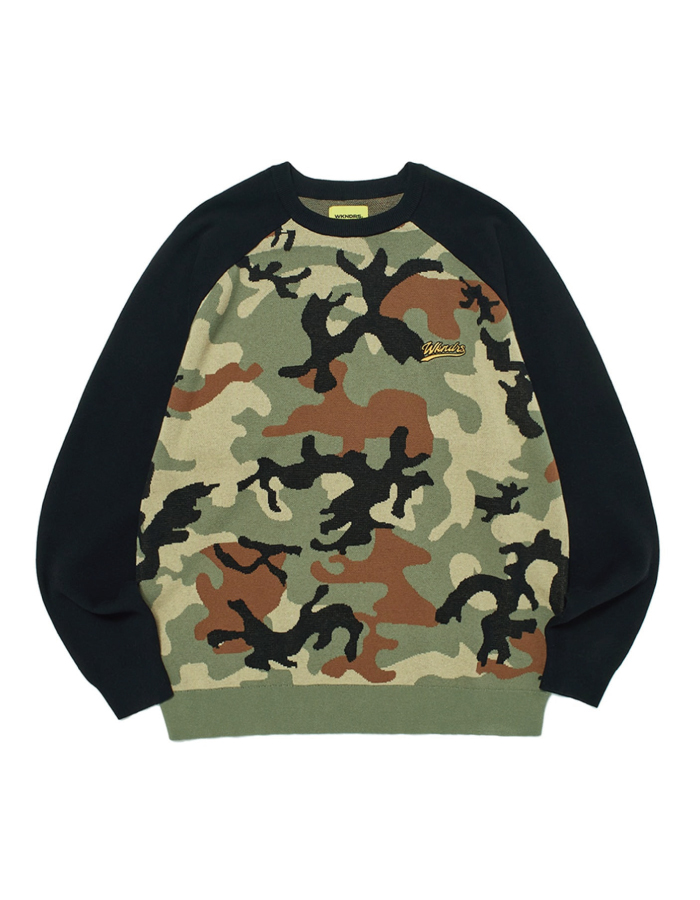 위캔더스 25SS RAGLAN KNIT SWEATER (CAMO)