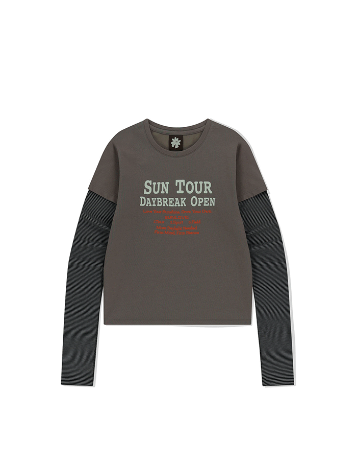 SUNLOVE 25S/S W SUN TOUR Layered L/S Tee Taupe