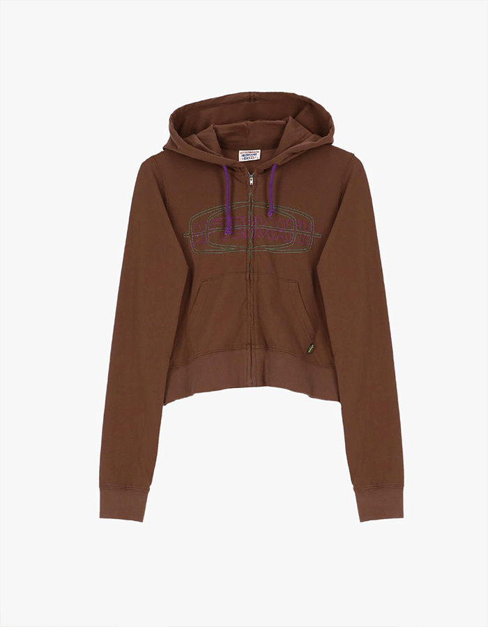 [AFTERMATH] 25SS W CONTRAST STITCH ZIP HOODIE BROWN