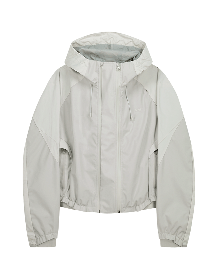 오호스 25SS Paneled Crop Shell Jacket / Warm Grey
