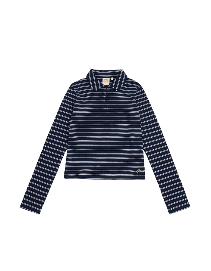 헬로선라이즈 Stripe PK T-Shirt(W)_Navy