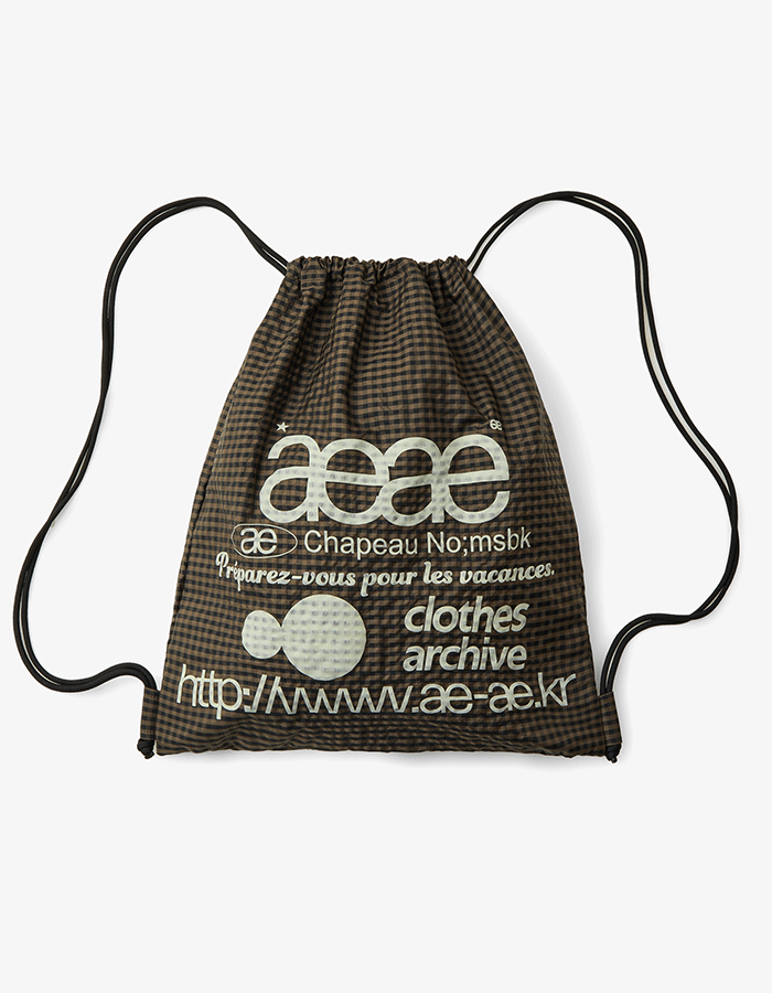 [AEAE] 25SS WEB LOGO CHECK GYM SACK [BROWN]