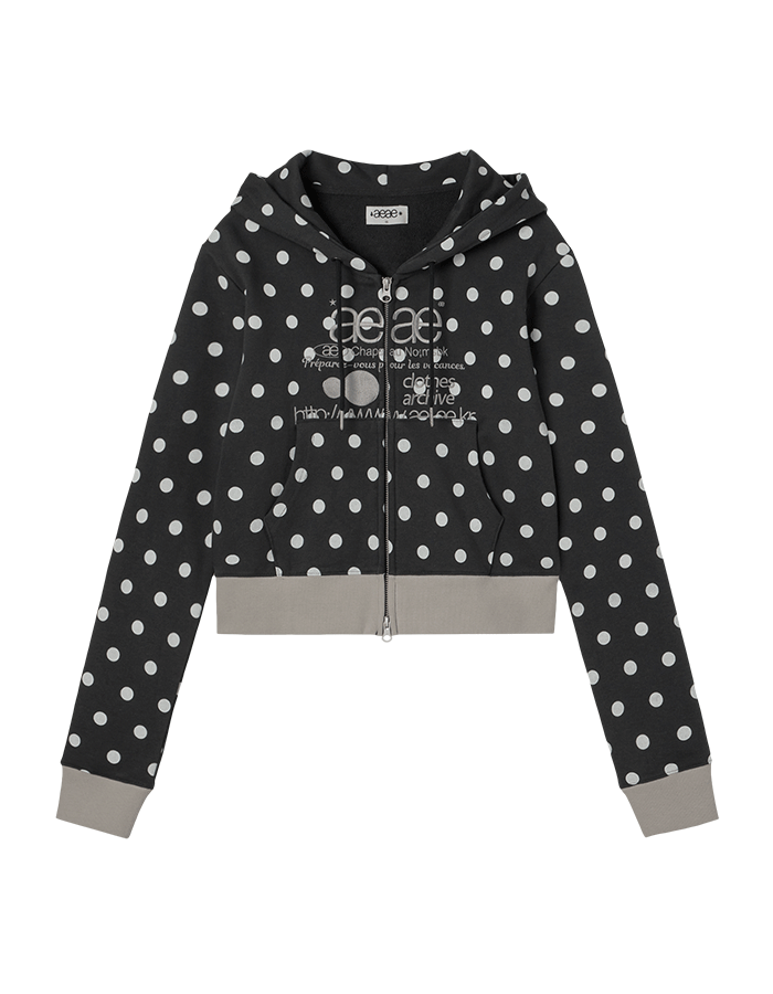 [AEAE] 25SS WEB LOGO CROP HOOD ZIP UP [DOT CHARCOAL]