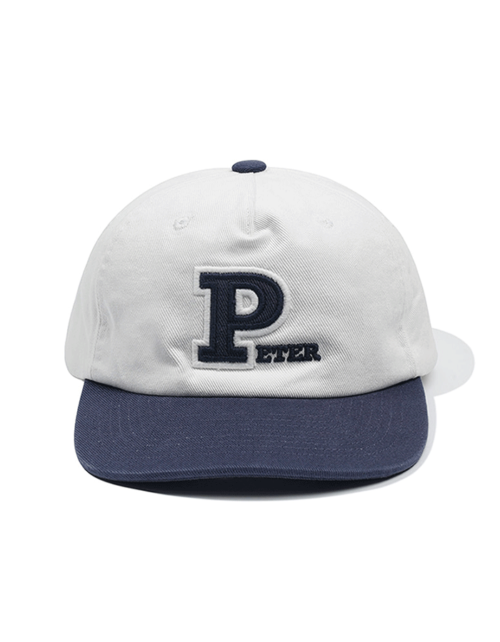 MY NAME IS PETER 5-PANEL PETER APPLIQUE CAP - WHITE & NAVY