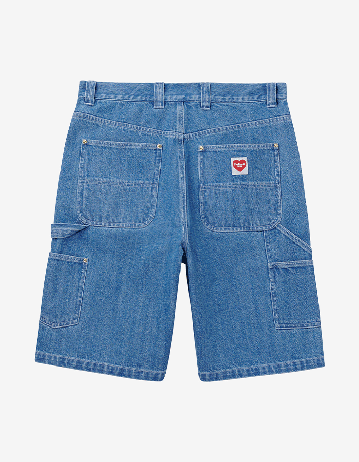 칼하트WIP NASH SINGLE KNEE LONG SHORT BLUE STONE WASHED