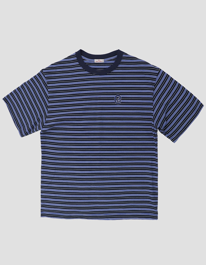 1011 GALLERY G Logo Stripe T-Shirts - Blue/Black