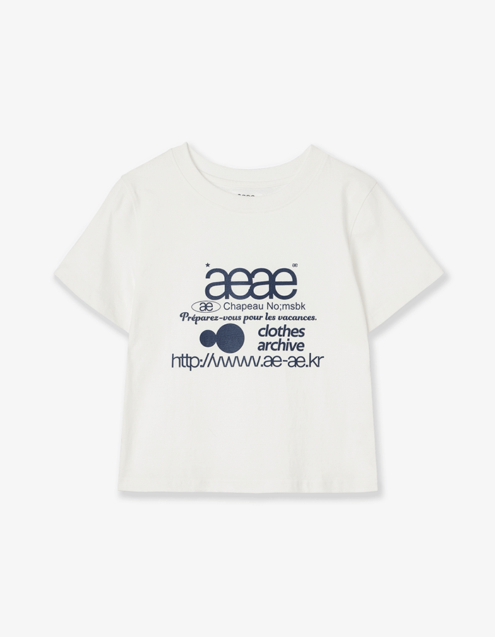 [AEAE] 25SS WEB LOGO CROP T-SHIRTS [WHITE/BLUE]