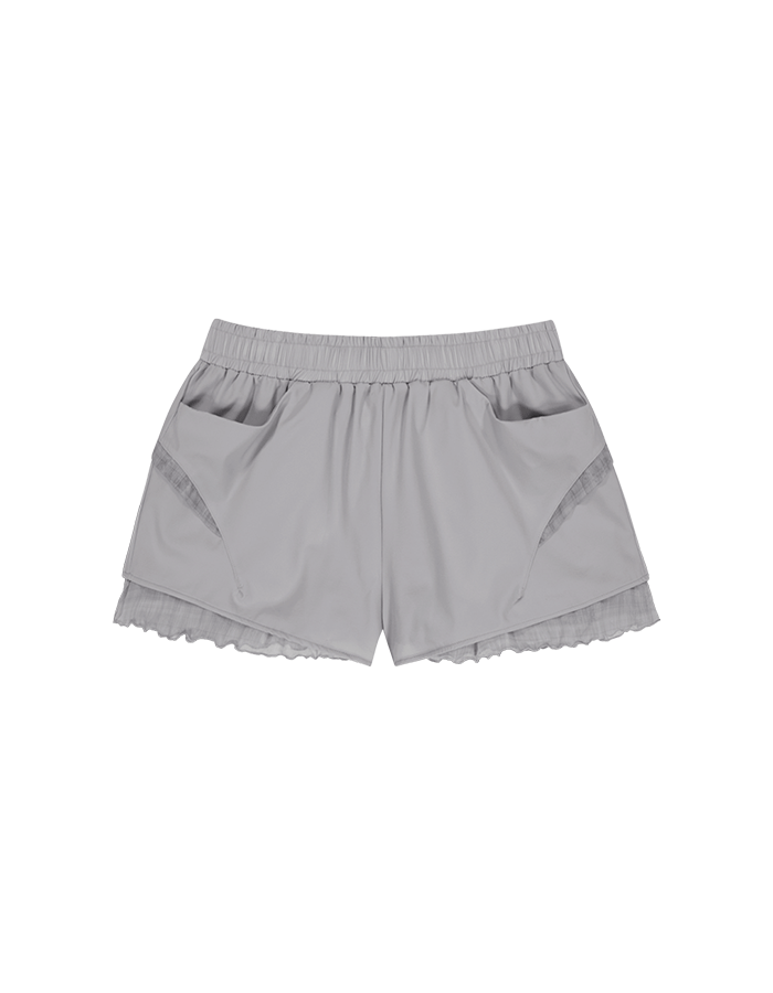 오호스 25SS Reversible Plaid Track Shorts / Blue Grey