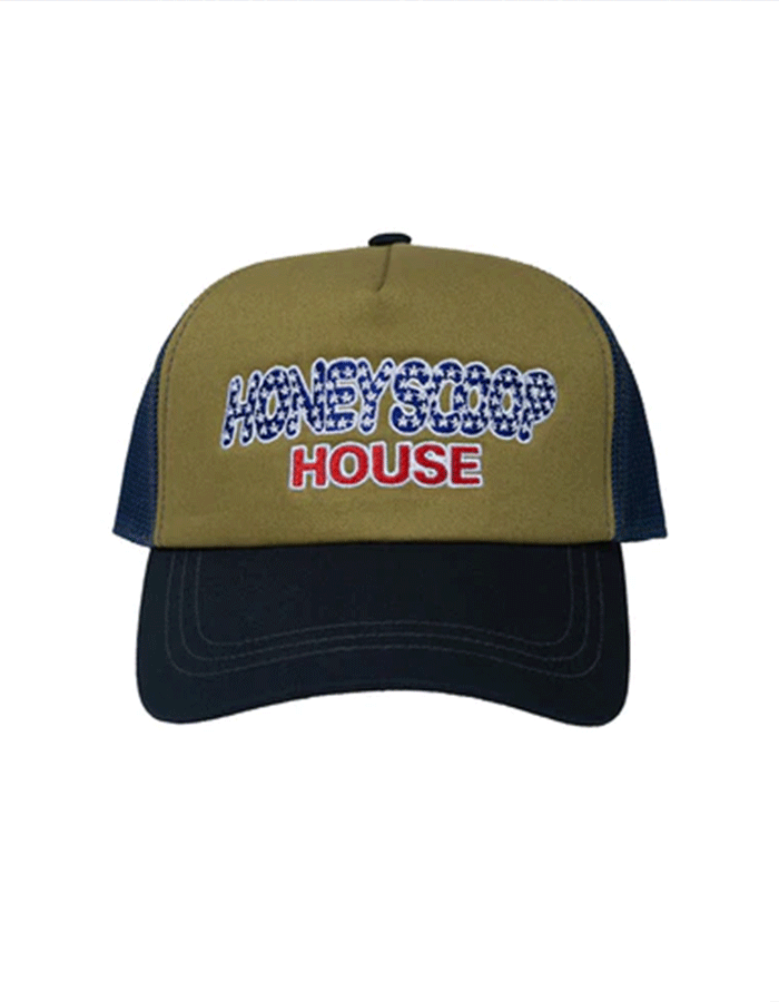 허니스쿱하우스 FLAG LOGO TRUCKER CAP OLIVE