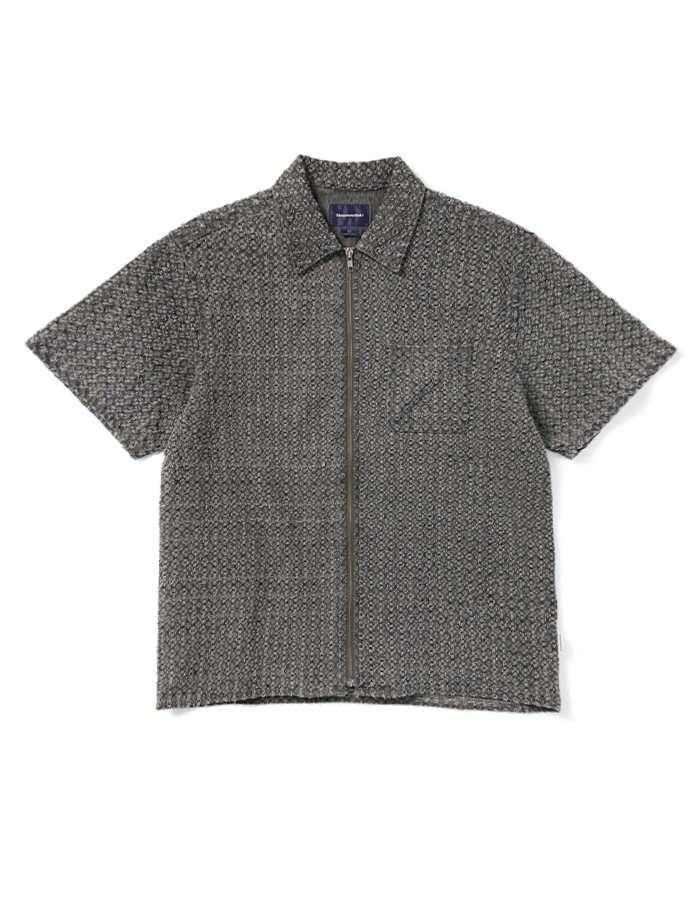 디스이즈네버댓 Damaged Denim Zip S/S Shirt Grey