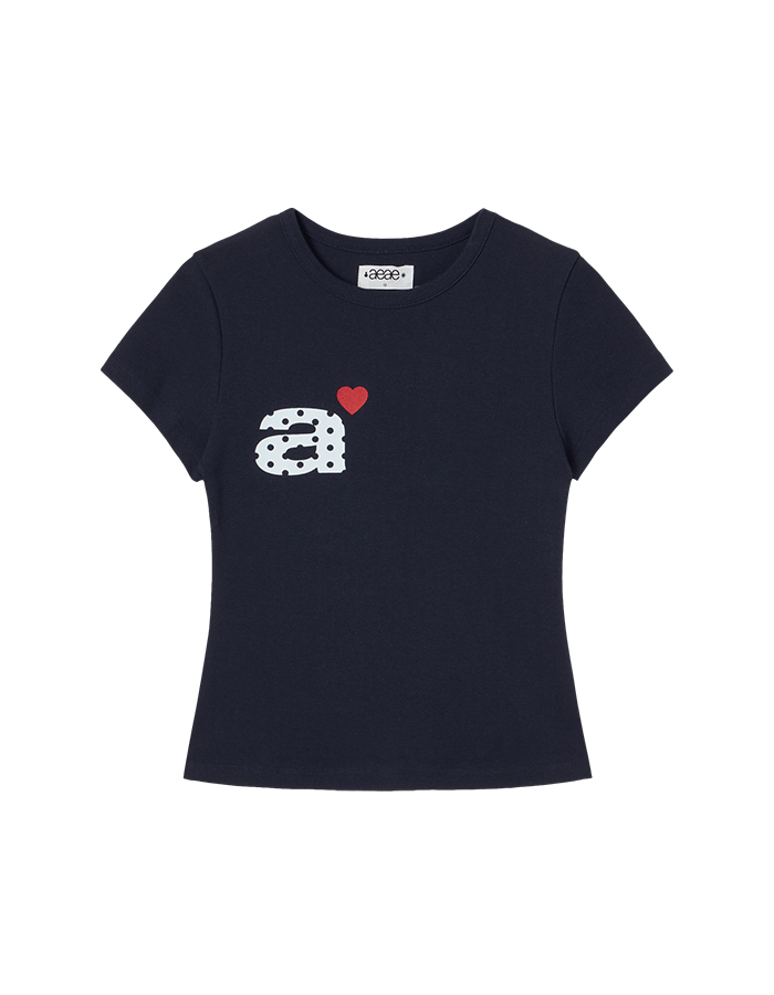 [AEAE] DOT SMALL LETTER TEE [NAVY]