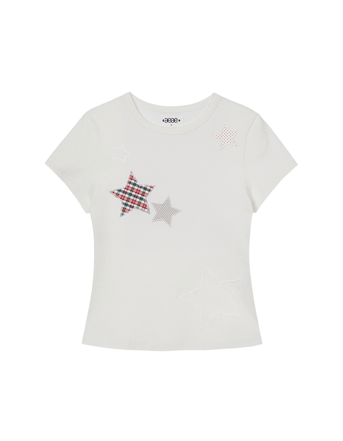 [AEAE] CHECK STAR TEE [WHITE]