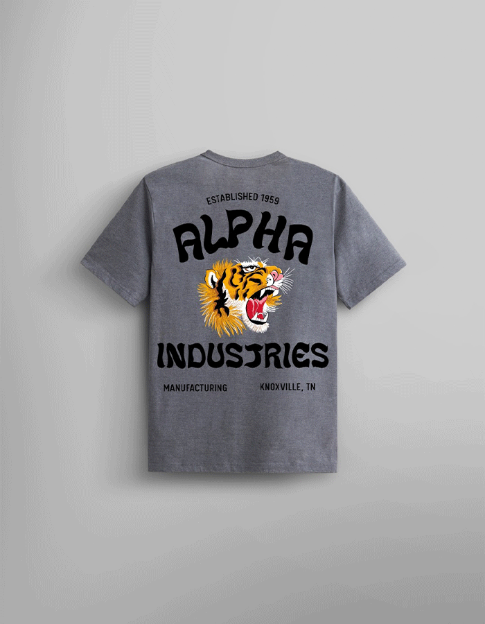 알파인더스트리 ALPHA TIGER ROAR TEE MEDIUM CHARCOAL HEATHER
