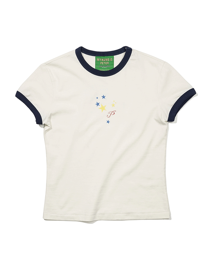 MY NAME IS PETER (W) STAR FLAG RINGER T-SHIRTS - BLUE