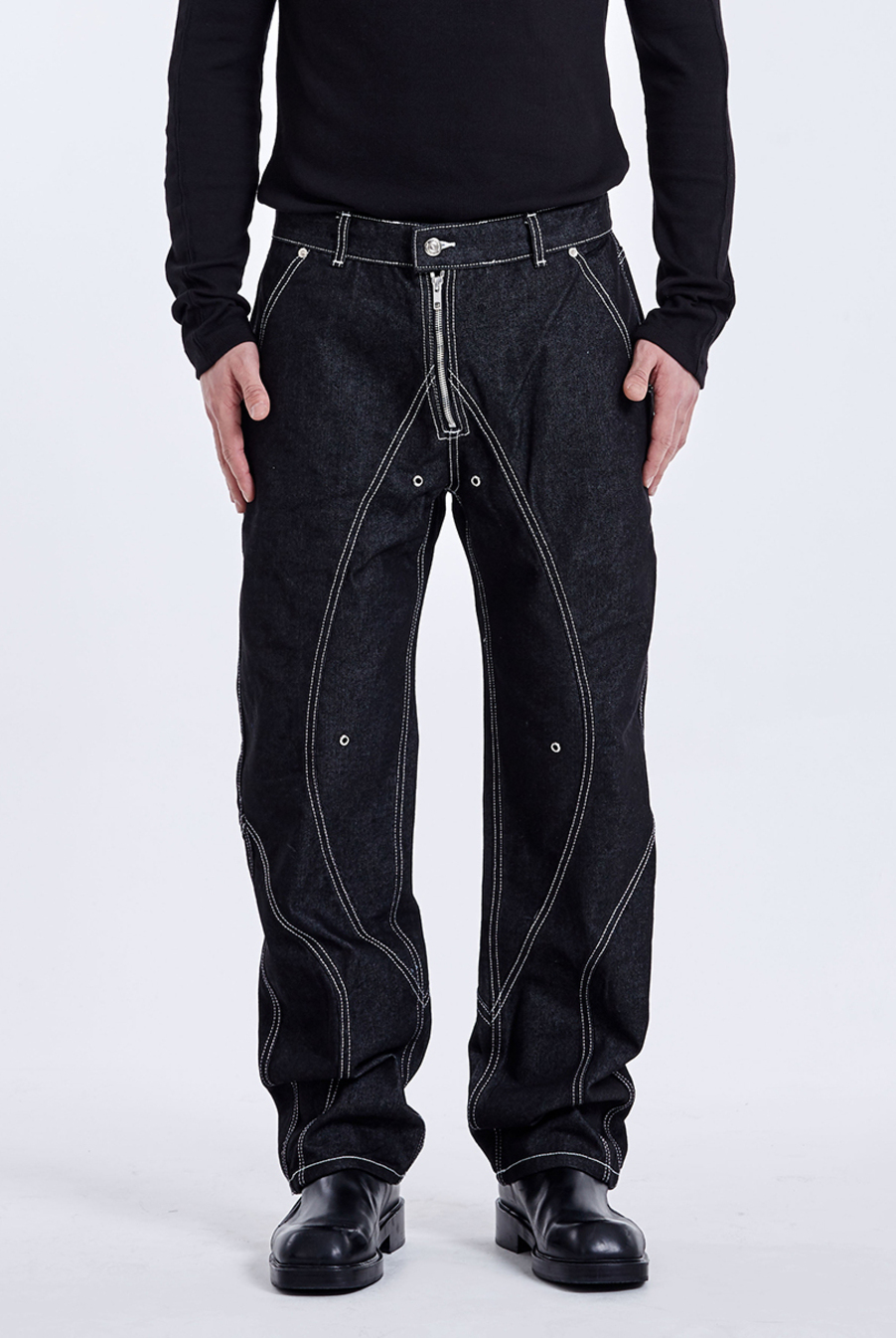 TUNNEL LINING TROUSER (DENIM) - BK