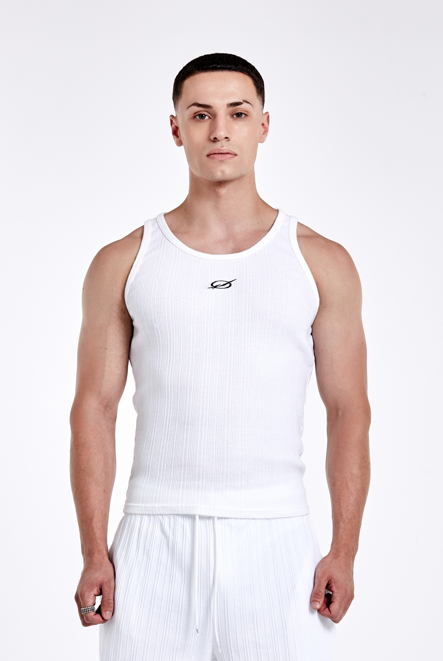 Irregular Logo embroidery Logo Sleeveless - White