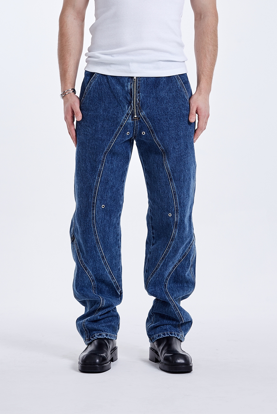 TUNNEL LINING TROUSER (DENIM) - DEEP BLUE