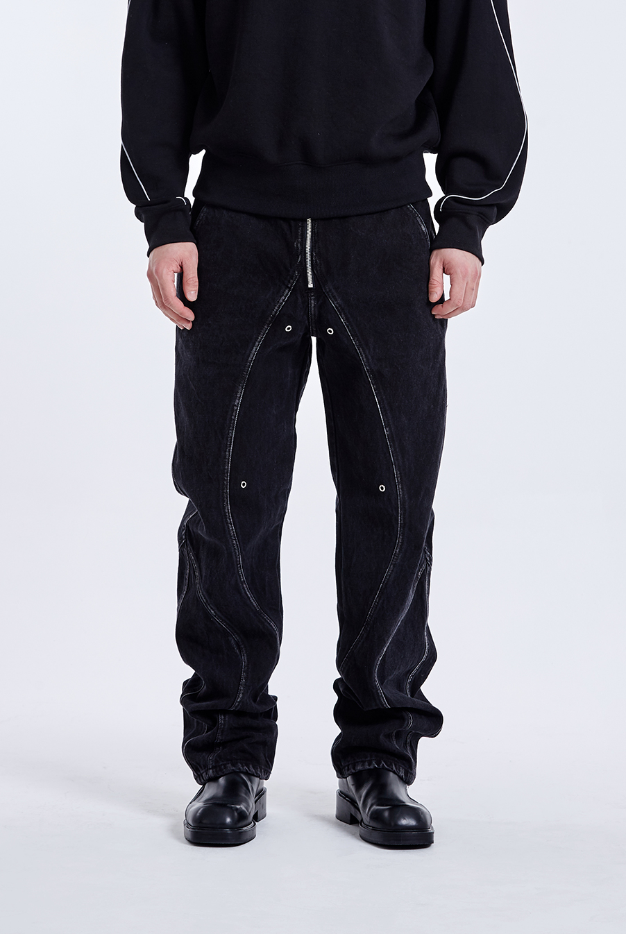 TUNNEL LINING TROUSER (DENIM) - Washed Black