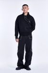 Snap zipper pocket pants - Black