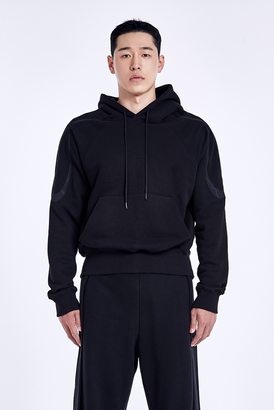 Logo Applique Hoodie - Black