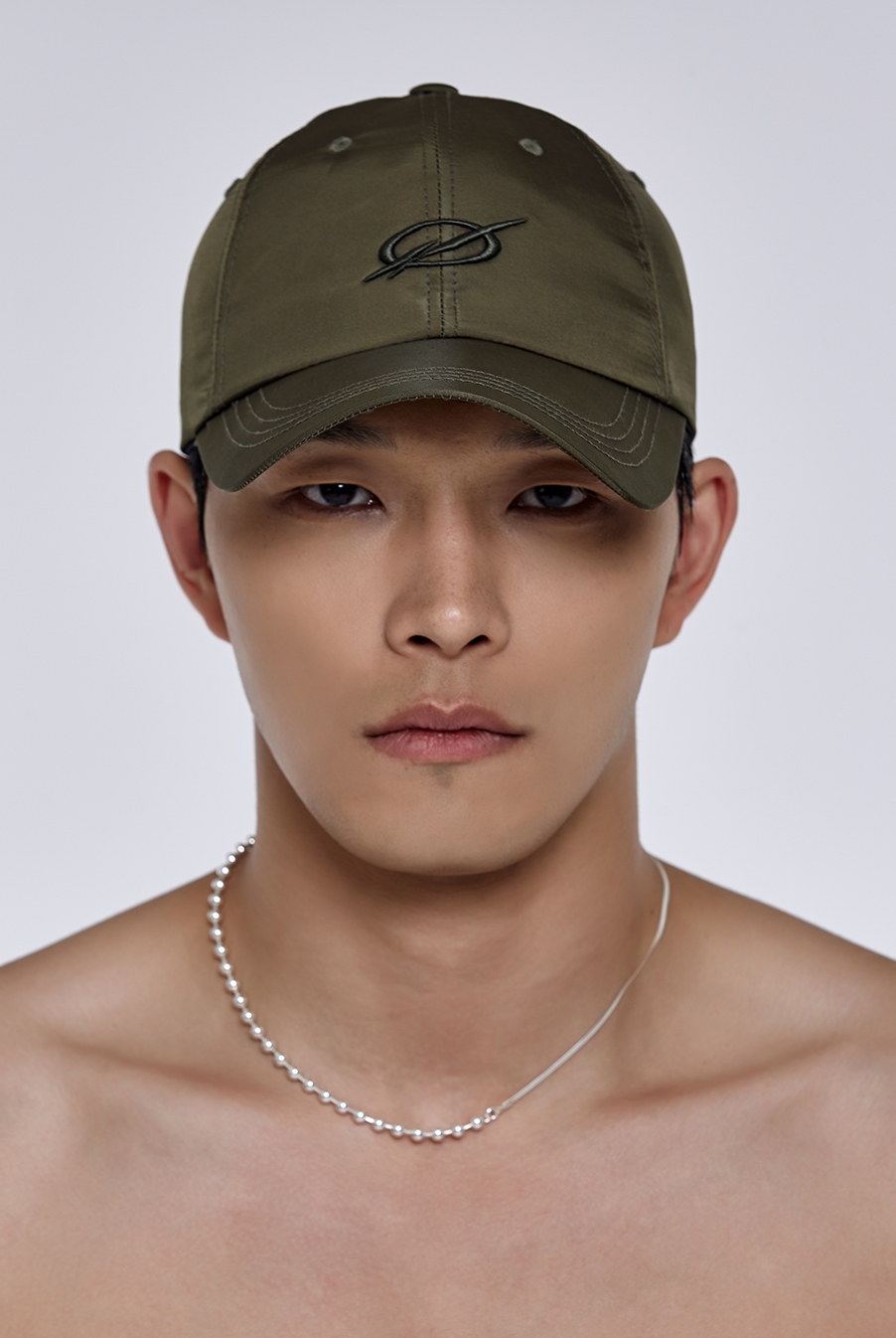 SHINY LOGO EMBROIDERY CAP - KHAKI