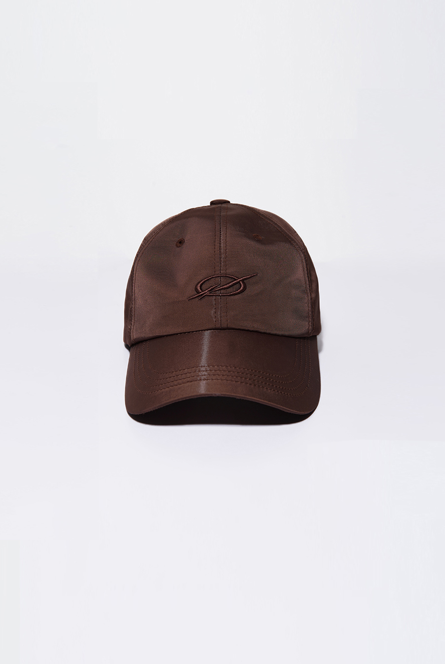 SHINY LOGO EMBROIDERY CAP - BROWN