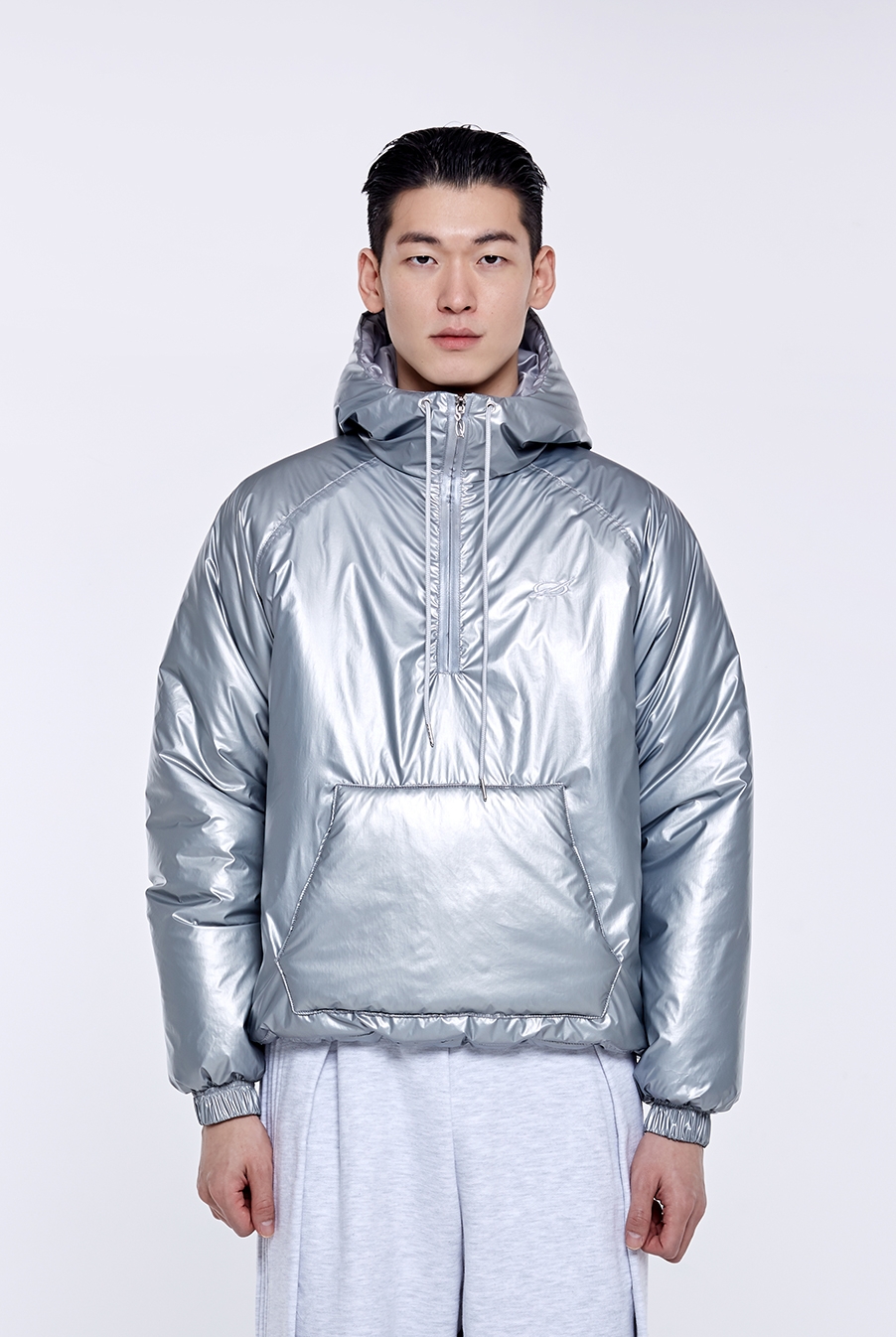 Padded Logo anorak - Silver